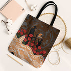 GWS Giants ANZAC Day Tote Bag Indigenous Dot Art with Poppy Flower Tribute
