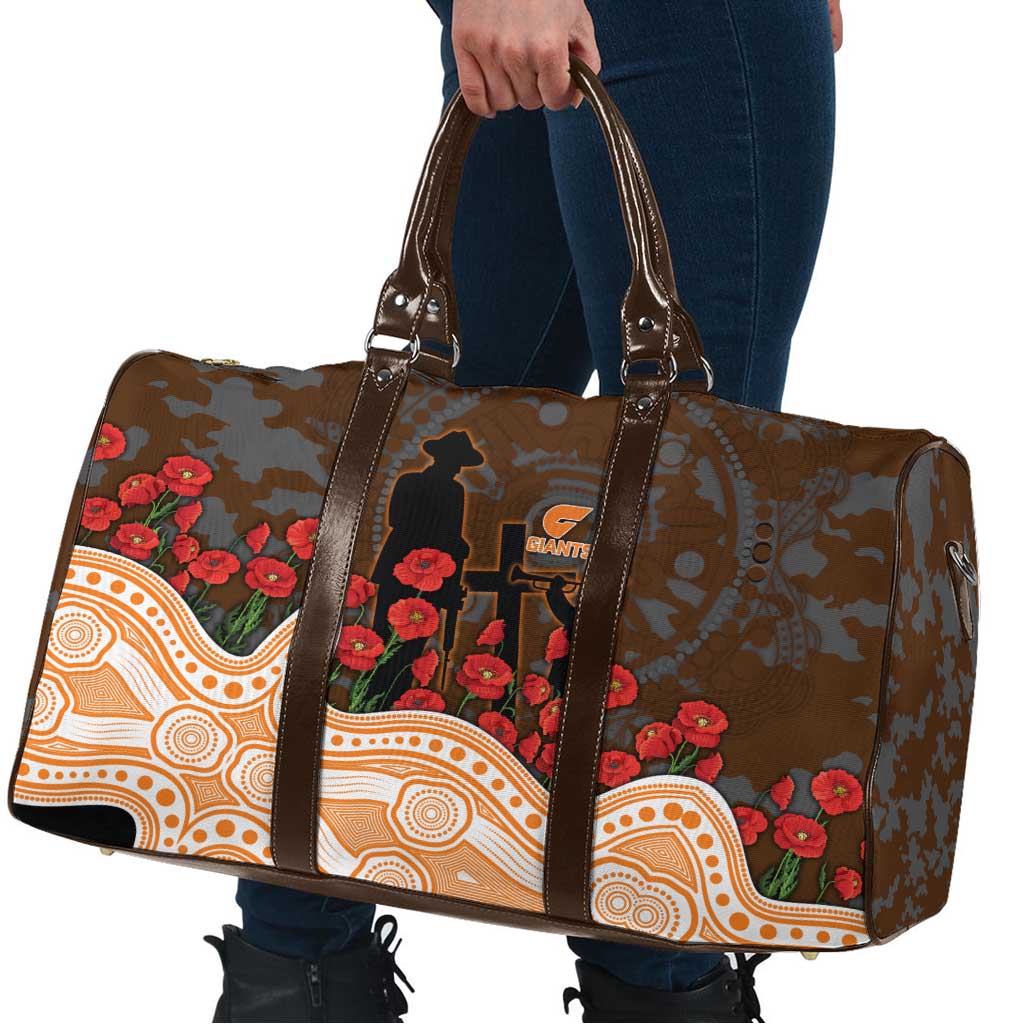 GWS Giants ANZAC Day Travel Bag Indigenous Dot Art with Poppy Flower Tribute