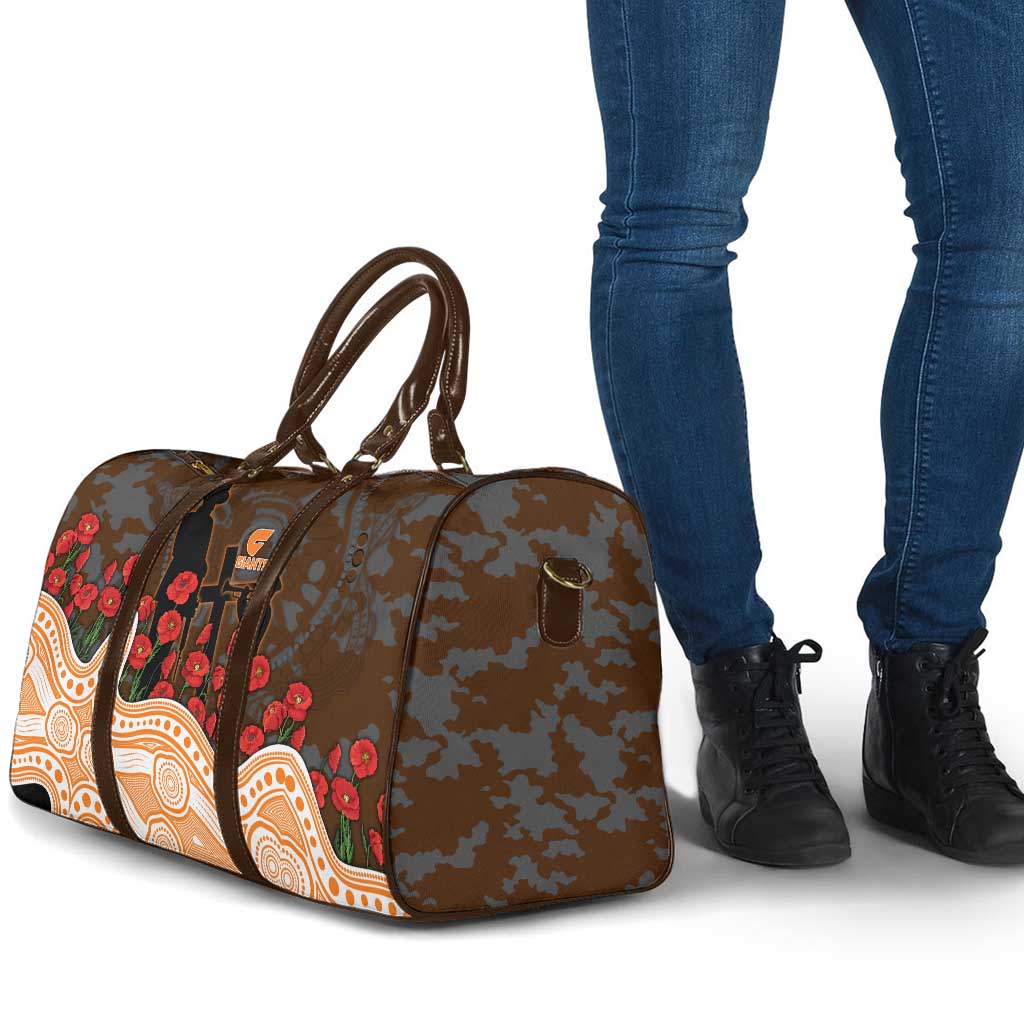 GWS Giants ANZAC Day Travel Bag Indigenous Dot Art with Poppy Flower Tribute