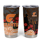 GWS Giants ANZAC Day Tumbler Cup Indigenous Dot Art with Poppy Flower Tribute
