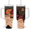 GWS Giants ANZAC Day Tumbler With Handle Indigenous Dot Art with Poppy Flower Tribute