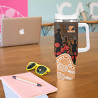 GWS Giants ANZAC Day Tumbler With Handle Indigenous Dot Art with Poppy Flower Tribute