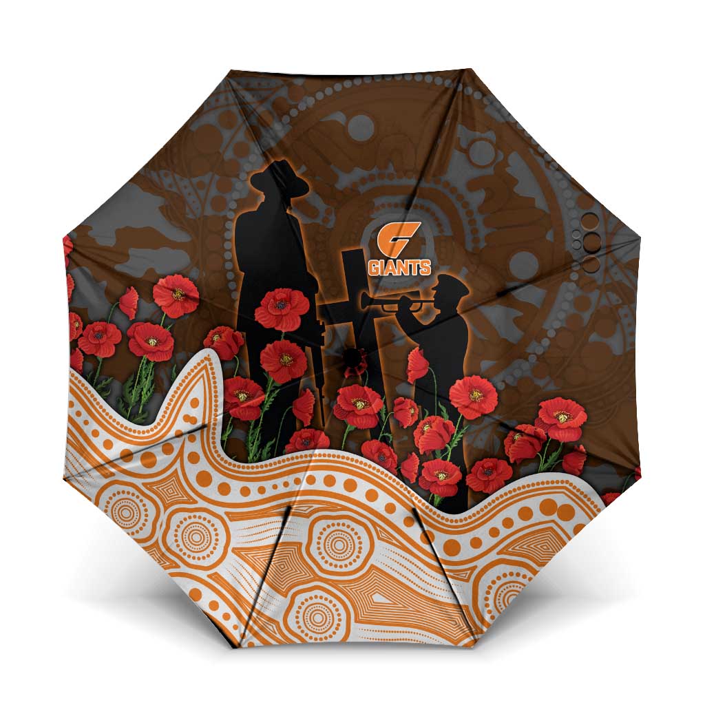 GWS Giants ANZAC Day Umbrella Indigenous Dot Art with Poppy Flower Tribute