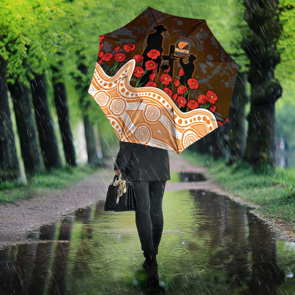 GWS Giants ANZAC Day Umbrella Indigenous Dot Art with Poppy Flower Tribute