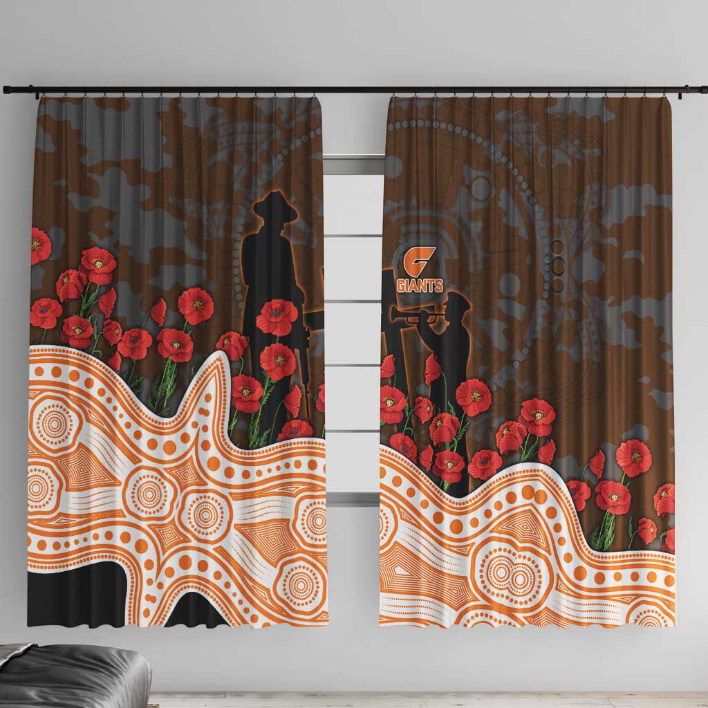 GWS Giants ANZAC Day Window Curtain Indigenous Dot Art with Poppy Flower Tribute