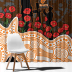 GWS Giants ANZAC Day Window Curtain Indigenous Dot Art with Poppy Flower Tribute