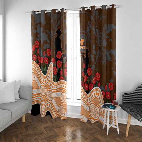 GWS Giants ANZAC Day Window Curtain Indigenous Dot Art with Poppy Flower Tribute