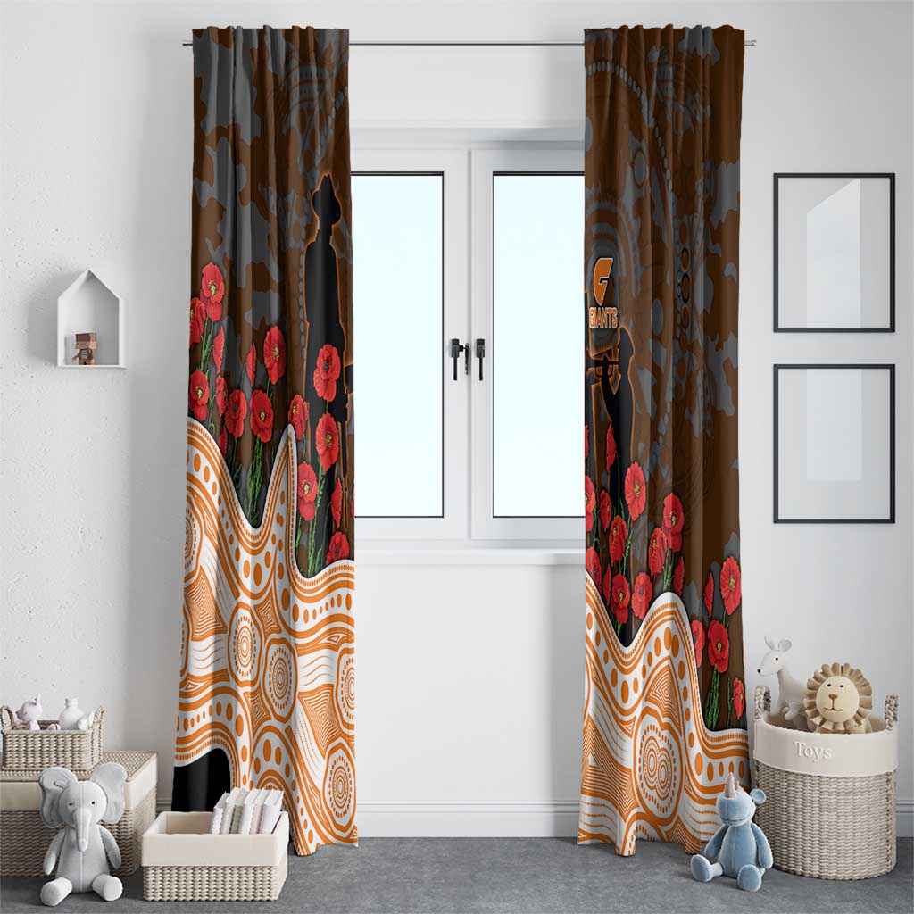 GWS Giants ANZAC Day Window Curtain Indigenous Dot Art with Poppy Flower Tribute