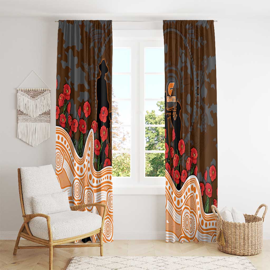 GWS Giants ANZAC Day Window Curtain Indigenous Dot Art with Poppy Flower Tribute