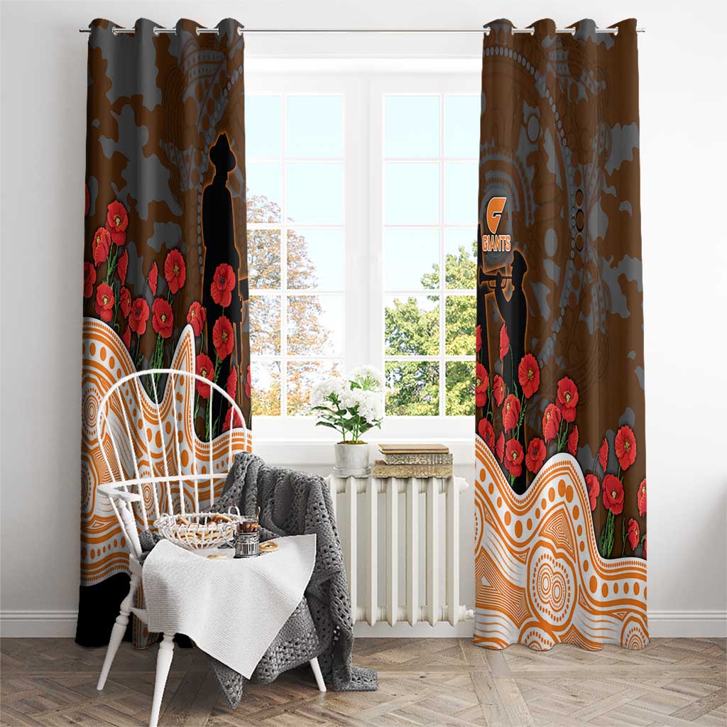 GWS Giants ANZAC Day Window Curtain Indigenous Dot Art with Poppy Flower Tribute