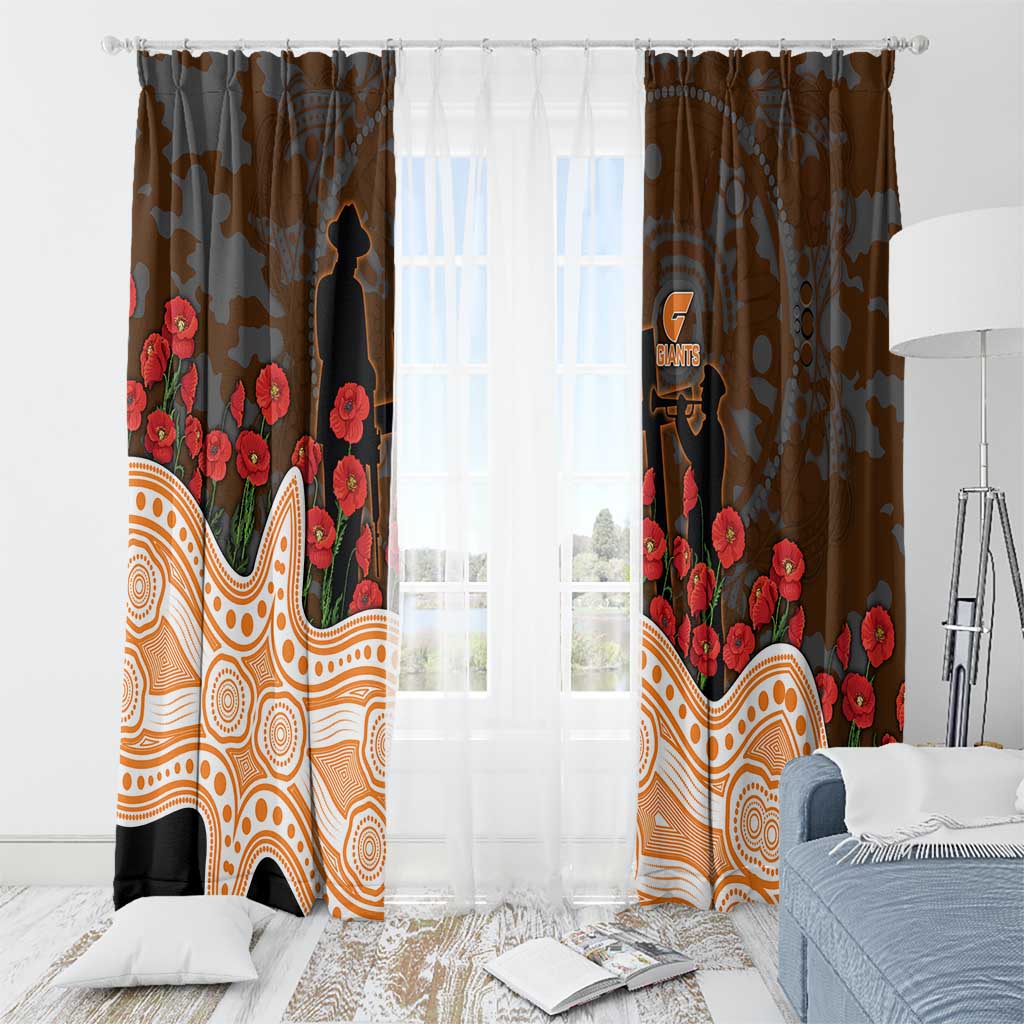 GWS Giants ANZAC Day Window Curtain Indigenous Dot Art with Poppy Flower Tribute