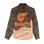GWS Giants ANZAC Day Women Casual Shirt Indigenous Dot Art with Poppy Flower Tribute
