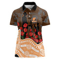 GWS Giants ANZAC Day Women Polo Shirt Indigenous Dot Art with Poppy Flower Tribute
