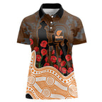 GWS Giants ANZAC Day Women Polo Shirt Indigenous Dot Art with Poppy Flower Tribute