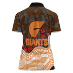 GWS Giants ANZAC Day Women Polo Shirt Indigenous Dot Art with Poppy Flower Tribute