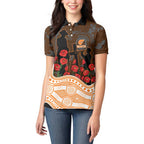GWS Giants ANZAC Day Women Polo Shirt Indigenous Dot Art with Poppy Flower Tribute