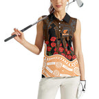 GWS Giants ANZAC Day Women Sleeveless Polo Shirt Indigenous Dot Art with Poppy Flower Tribute