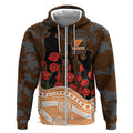 GWS Giants ANZAC Day Zip Hoodie Indigenous Dot Art with Poppy Flower Tribute