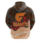 GWS Giants ANZAC Day Zip Hoodie Indigenous Dot Art with Poppy Flower Tribute