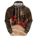 GWS Giants ANZAC Day Zip Hoodie Indigenous Dot Art with Poppy Flower Tribute