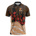 GWS Giants ANZAC Day Zipper Polo Shirt Indigenous Dot Art with Poppy Flower Tribute