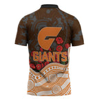 GWS Giants ANZAC Day Zipper Polo Shirt Indigenous Dot Art with Poppy Flower Tribute