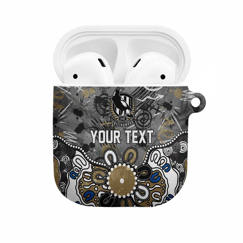 Personalized Collingwood Magpies AirPods Case Aboriginal Dot Painting Graffiti Style