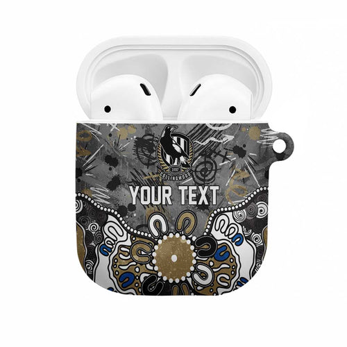 Personalized Collingwood Magpies AirPods Case Aboriginal Dot Painting Graffiti Style