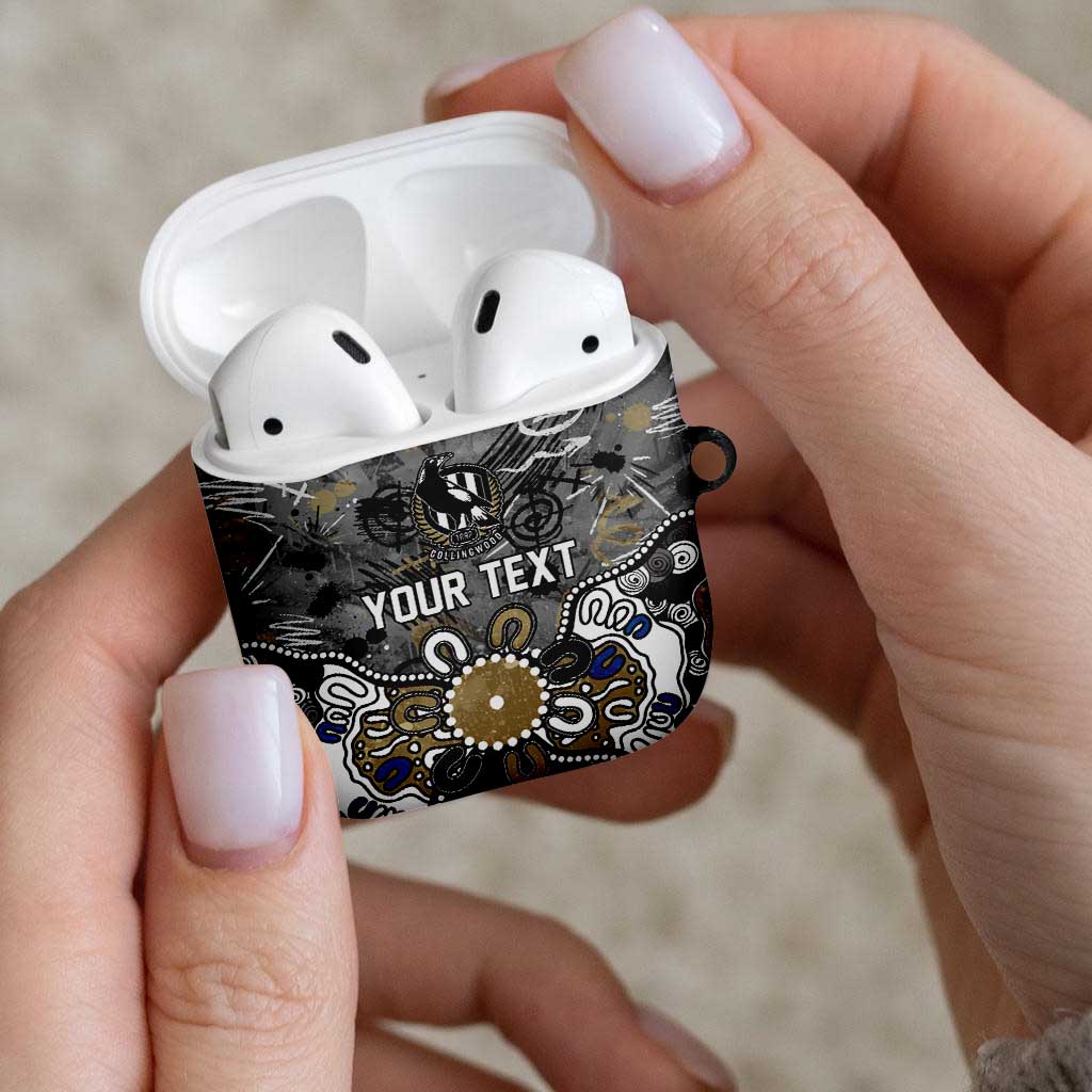 Personalized Collingwood Magpies AirPods Case Aboriginal Dot Painting Graffiti Style