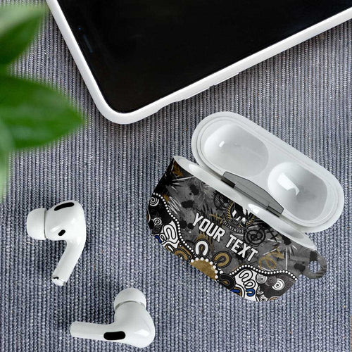 Personalized Collingwood Magpies AirPods Case Aboriginal Dot Painting Graffiti Style