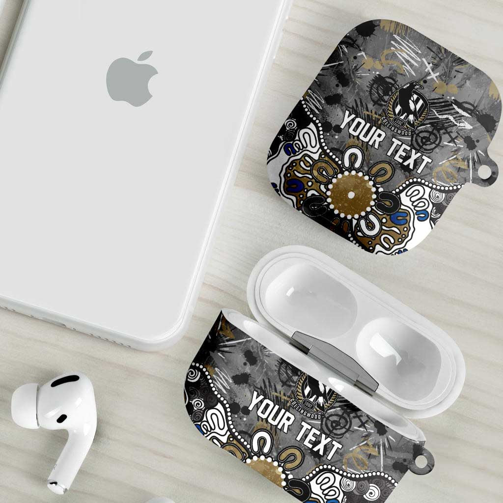 Personalized Collingwood Magpies AirPods Case Aboriginal Dot Painting Graffiti Style