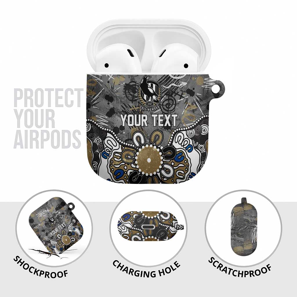 Personalized Collingwood Magpies AirPods Case Aboriginal Dot Painting Graffiti Style