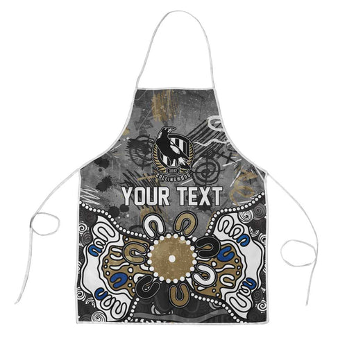 Personalized Collingwood Magpies Apron Aboriginal Dot Painting Graffiti Style