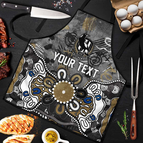 Personalized Collingwood Magpies Apron Aboriginal Dot Painting Graffiti Style
