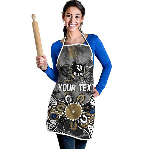 Personalized Collingwood Magpies Apron Aboriginal Dot Painting Graffiti Style