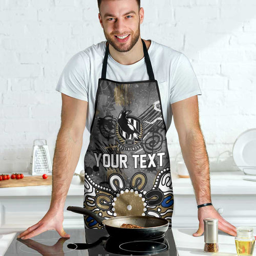 Personalized Collingwood Magpies Apron Aboriginal Dot Painting Graffiti Style