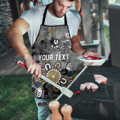 Personalized Collingwood Magpies Apron Aboriginal Dot Painting Graffiti Style