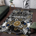 Personalized Collingwood Magpies Area Rug Aboriginal Dot Painting Graffiti Style