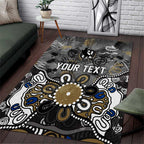 Personalized Collingwood Magpies Area Rug Aboriginal Dot Painting Graffiti Style