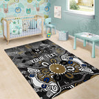 Personalized Collingwood Magpies Area Rug Aboriginal Dot Painting Graffiti Style