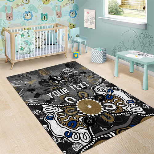 Personalized Collingwood Magpies Area Rug Aboriginal Dot Painting Graffiti Style