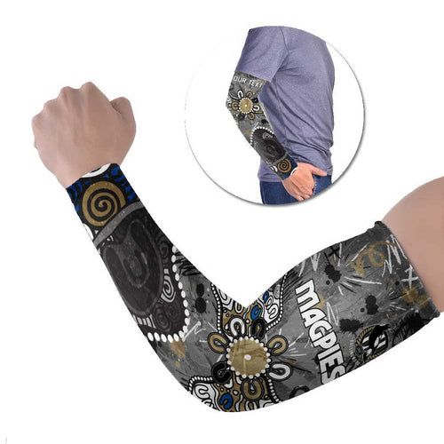Personalized Collingwood Magpies Arm Sleeves Aboriginal Dot Painting Graffiti Style