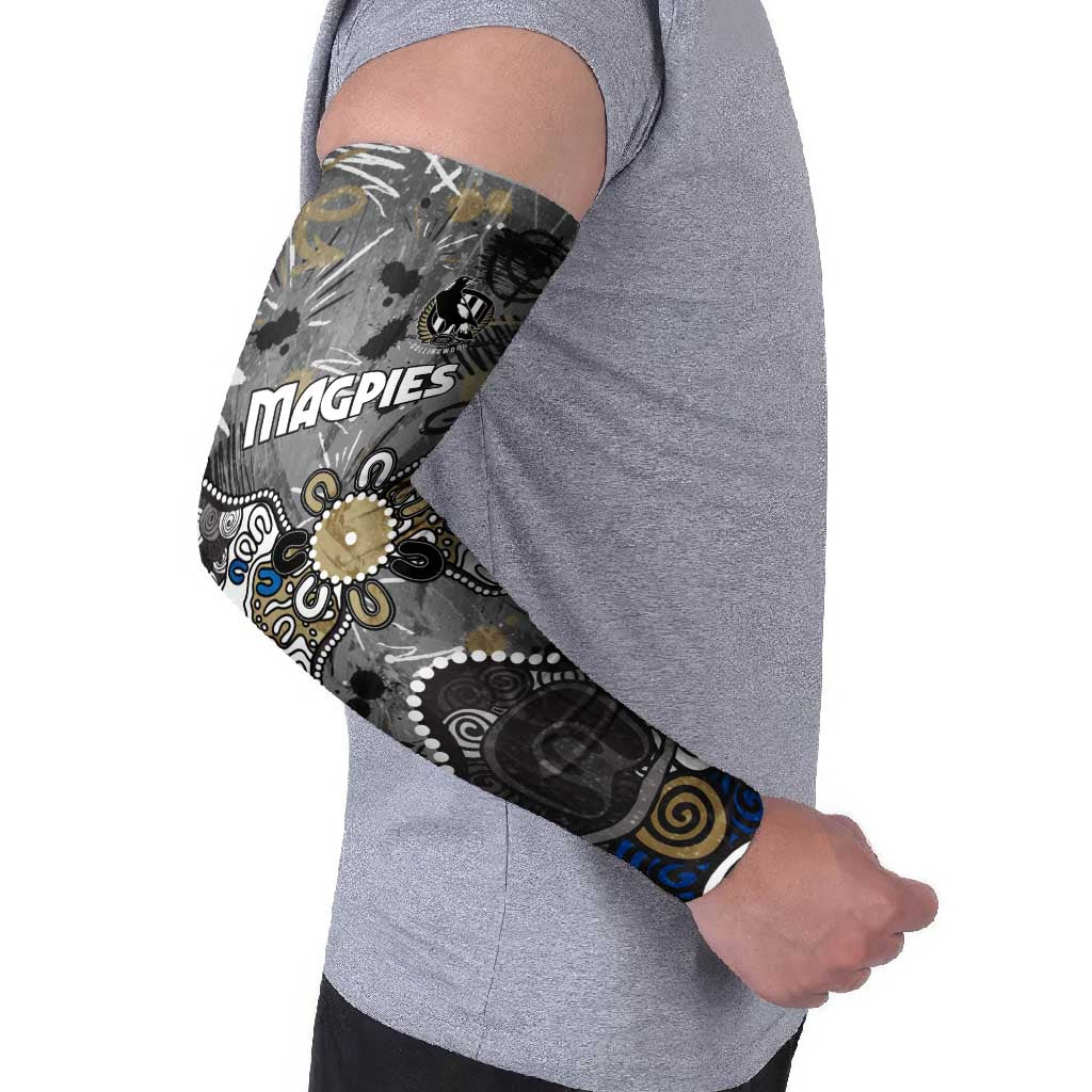 Personalized Collingwood Magpies Arm Sleeves Aboriginal Dot Painting Graffiti Style
