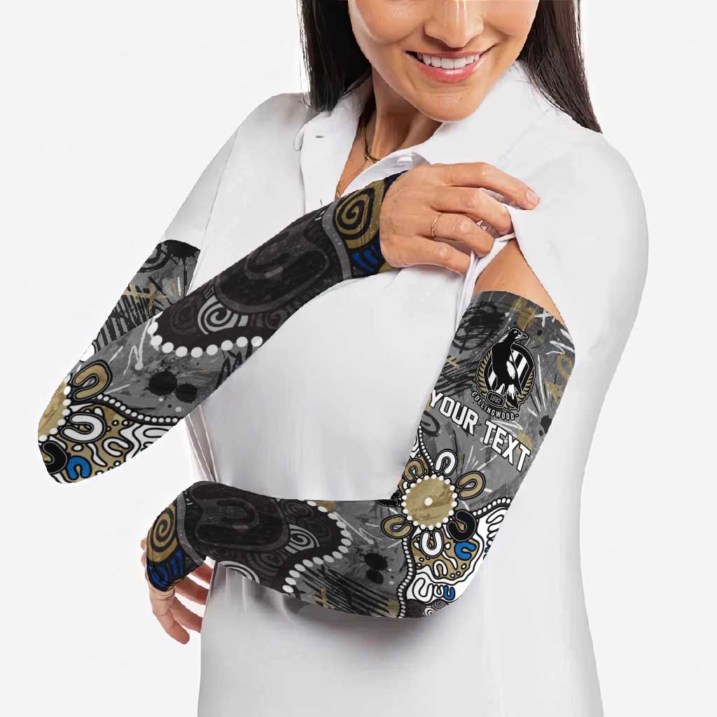 Personalized Collingwood Magpies Arm Sleeves Aboriginal Dot Painting Graffiti Style