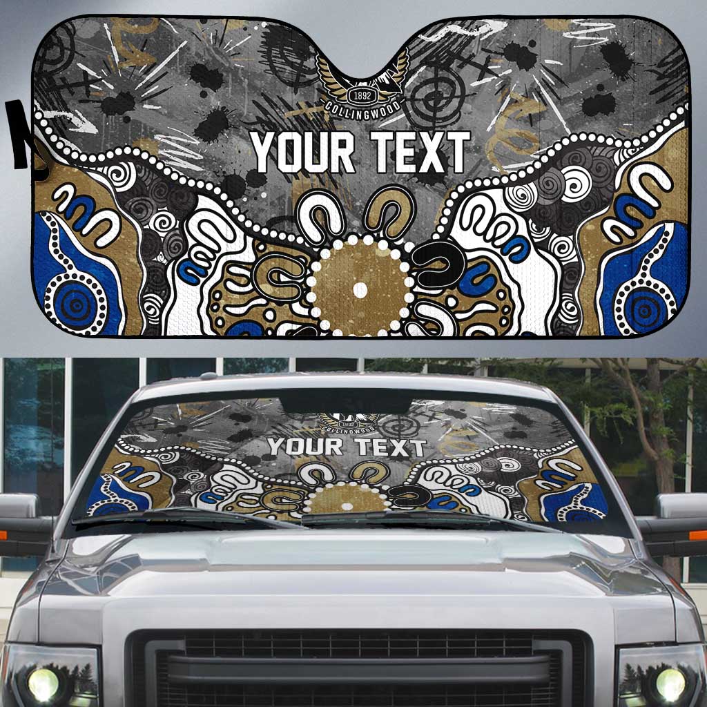 Personalized Collingwood Magpies Auto Sun Shade Aboriginal Dot Painting Graffiti Style