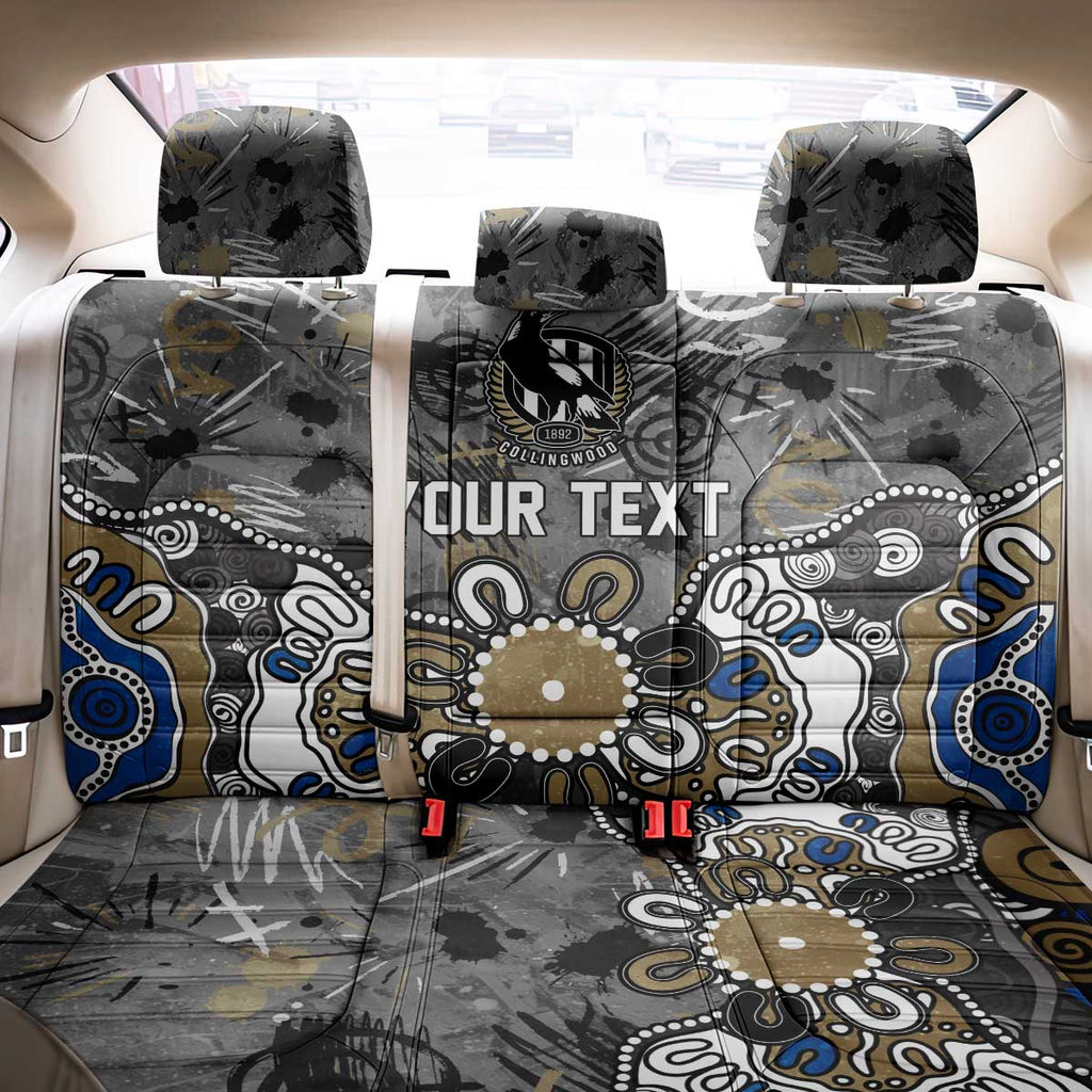 Personalized Collingwood Magpies Back Car Seat Cover Aboriginal Dot Painting Graffiti Style