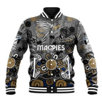 Personalized Collingwood Magpies Baseball Jacket Aboriginal Dot Painting Graffiti Style