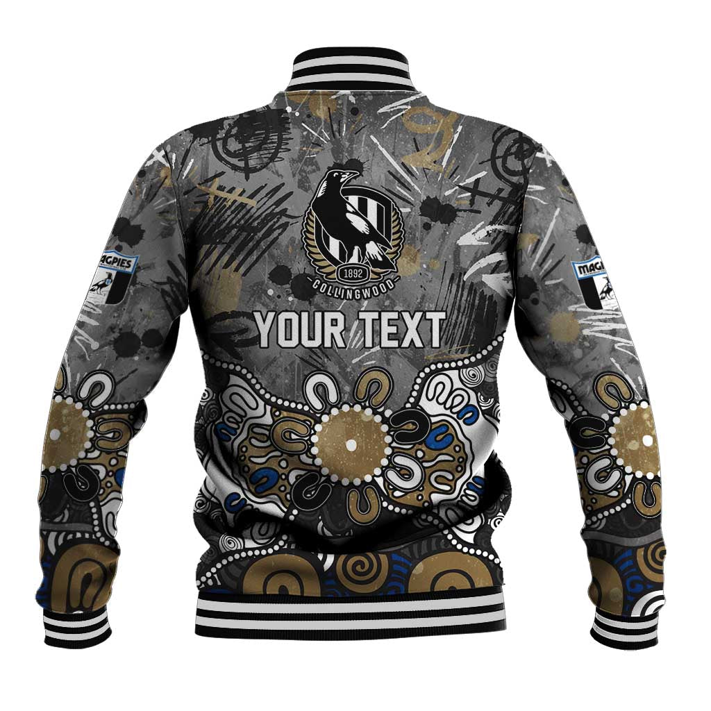 Personalized Collingwood Magpies Baseball Jacket Aboriginal Dot Painting Graffiti Style