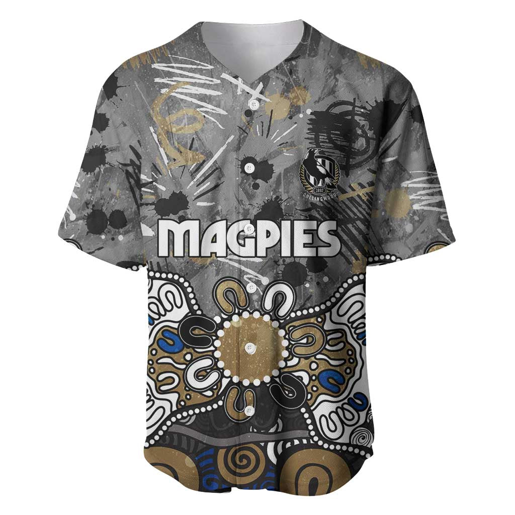 Personalized Collingwood Magpies Baseball Jersey Aboriginal Dot Painting Graffiti Style