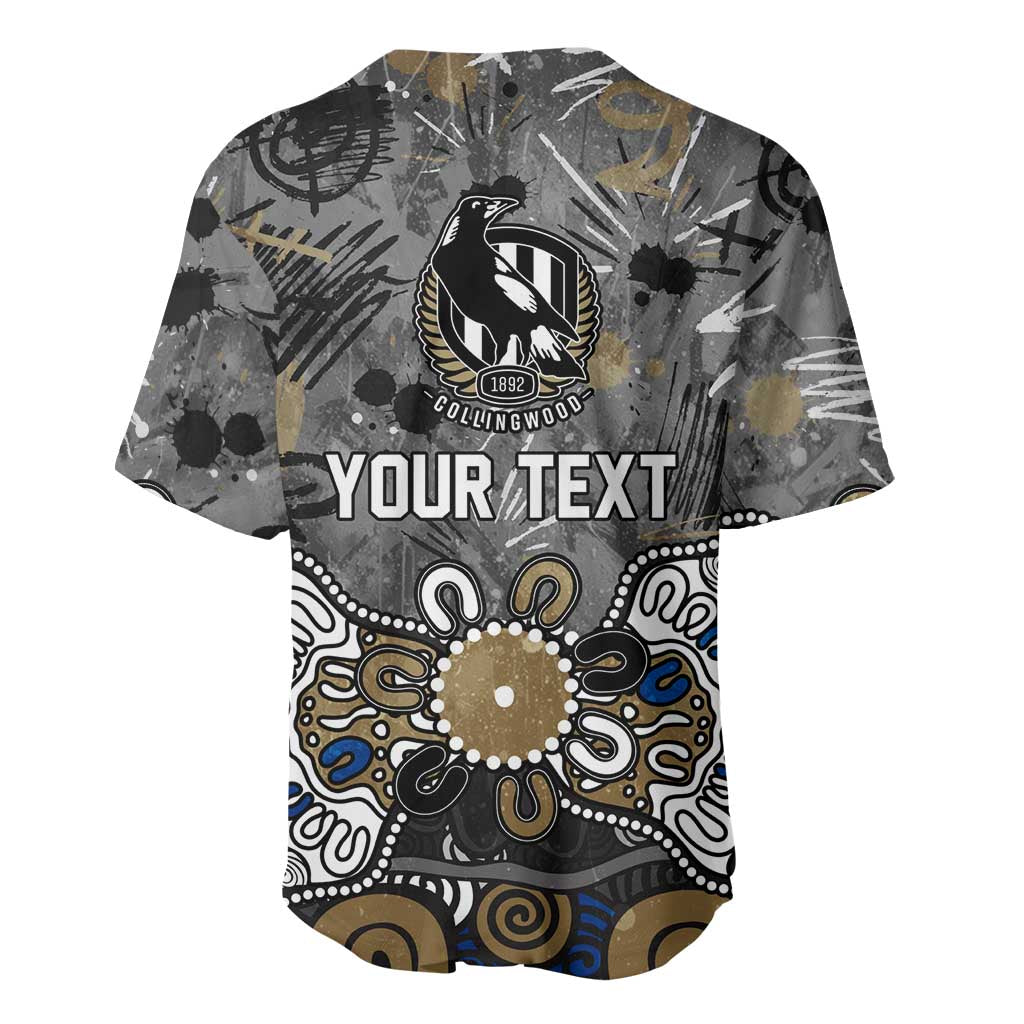 Personalized Collingwood Magpies Baseball Jersey Aboriginal Dot Painting Graffiti Style